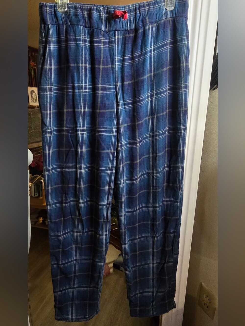 Vintage Blue & Navy Plaid Flannel Lounge Pants
